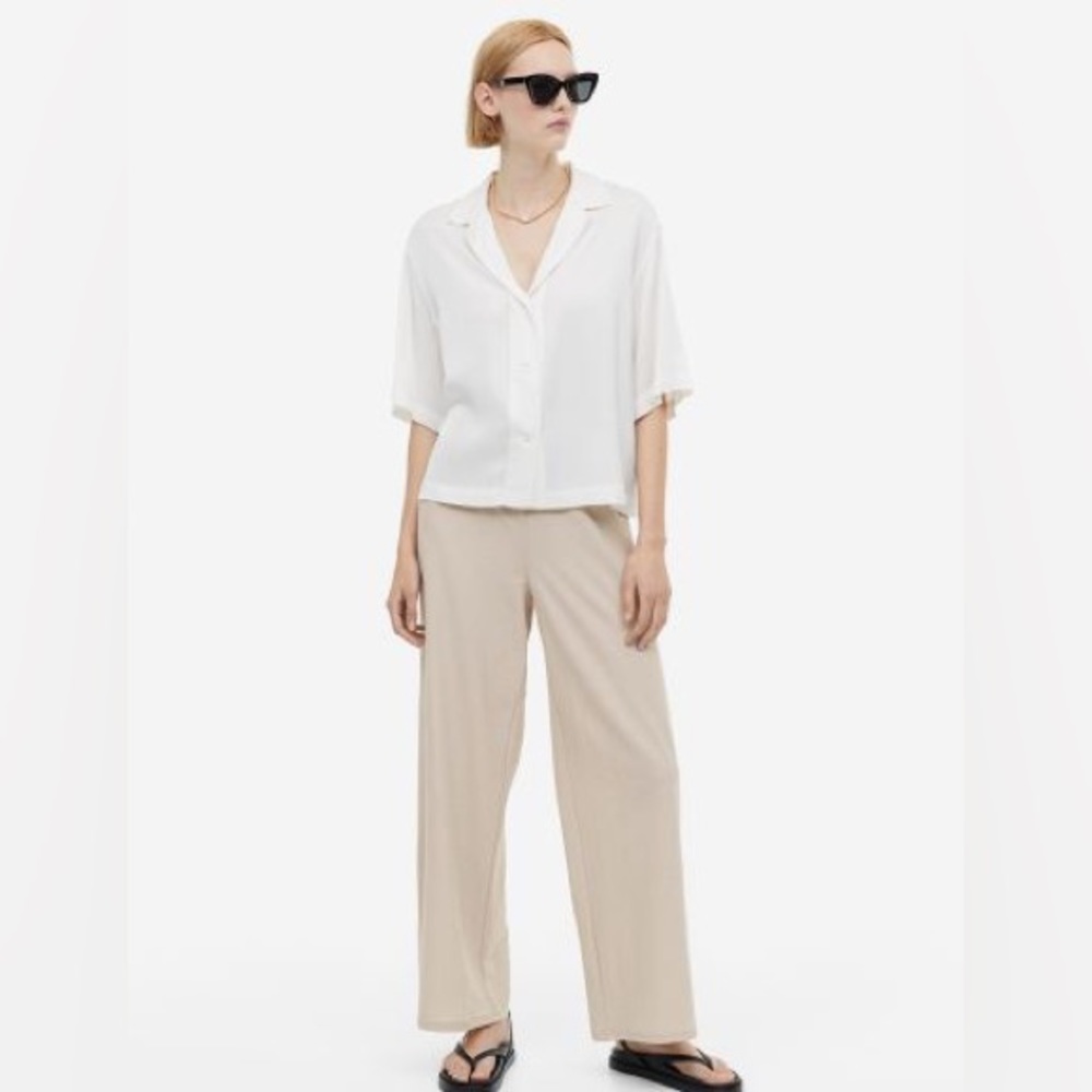 Beige Jersey Pants